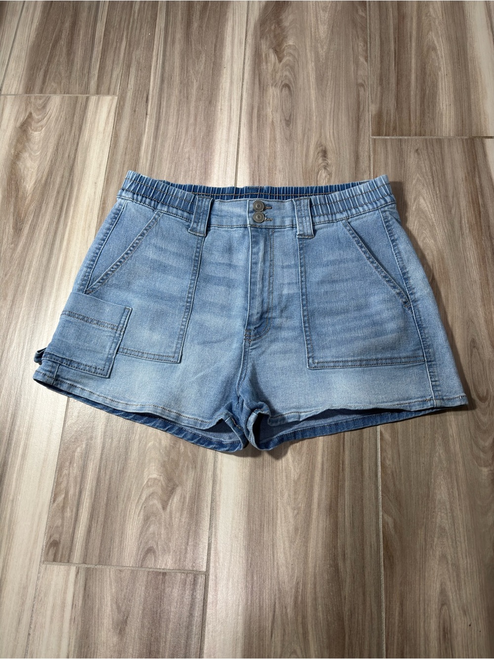 No Boundaries Light Blue Denim Cargo Shorts